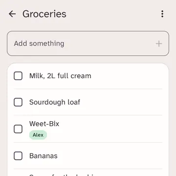 A shared groceries list